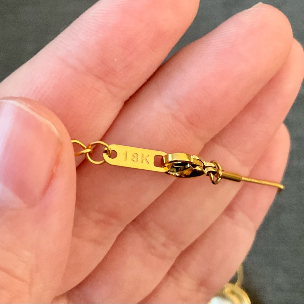 Blue Zircon Cushion Cut Crystal Necklace 18k Gold… - image 4